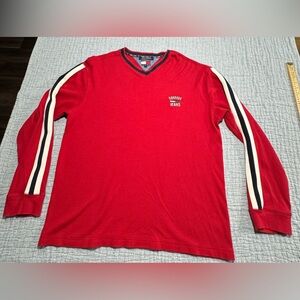 EUC Vintage Y2K Tommy Jeans Rib Stitch XL Sweater. Tommy Hilfiger Sleeve Stripes